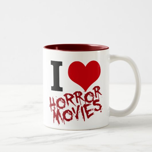Tasse 2 Couleurs I films d'horreur de coeur (Droit)