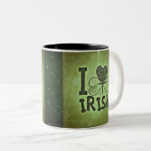 Tasse 2 Couleurs I Heart Irish Shamrock St. Patrick's Day (Devant droit)