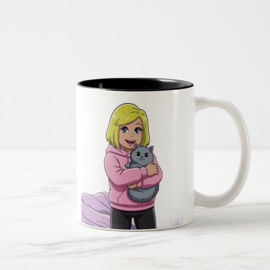 Tasse 2 Couleurs I love cat (Droit)