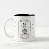 Tasse 2 Couleurs I Love Dalmatians (noir 1) Coeurs mignons (Gauche)