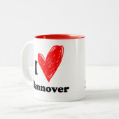 Tasse 2 Couleurs I Love Hanovre (Devant gauche)