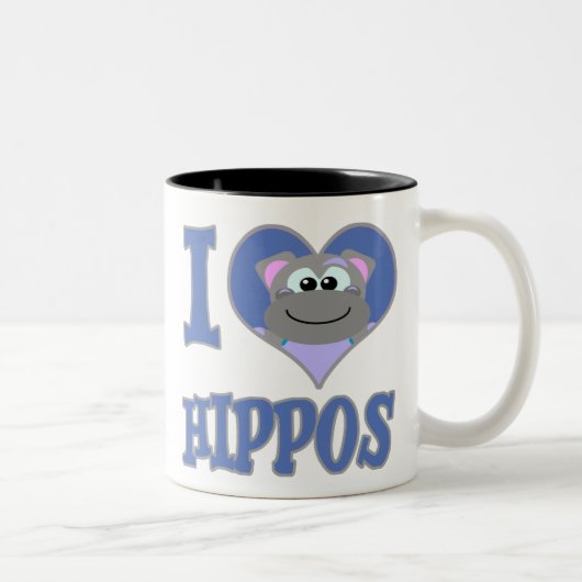 Tasse 2 Couleurs I Love hippopotames (Droit)