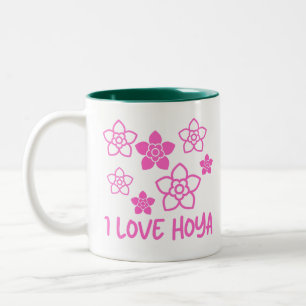 Tasse 2 Couleurs I Love Hoya Hot Pink Floral Plante Collector