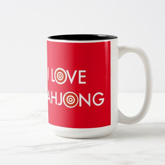 Tasse 2 Couleurs I Love Mahjong - Roue Remplace O (Texte Blanc) (Droit)