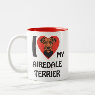 Tasse 2 Couleurs I Love My Airedale Terrier Cute & Fier Amoureux de