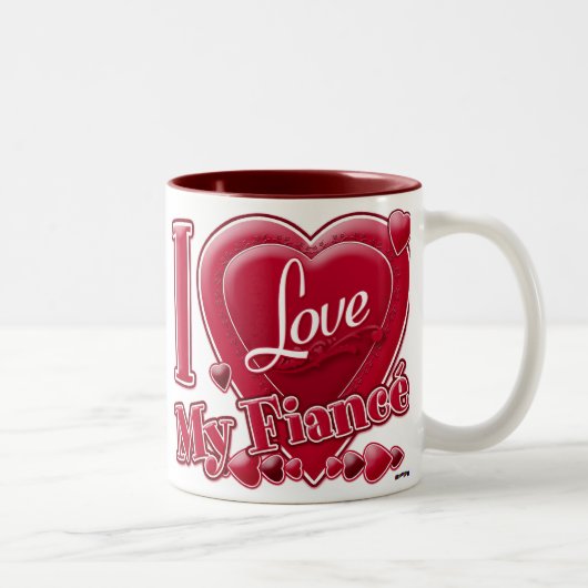 Tasse 2 Couleurs I Love My Fiance red - coeur (Droit)