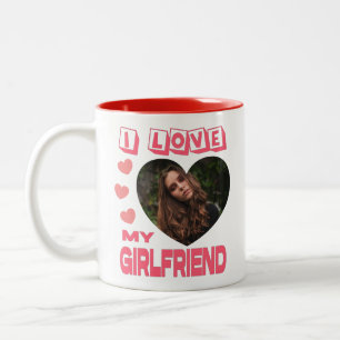 Tasse 2 Couleurs I Love My Girlfriend Pink Heart Photo personnalis