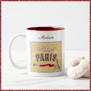 Tasse 2 Couleurs I Love Paris Poster vintage