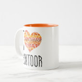 Tasse 2 Couleurs I Love Santoor Orange Mandala Heart (Devant gauche)