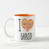 Tasse 2 Couleurs I Love Sarod Orange Mandala Heart (Gauche)