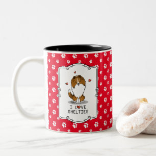 Tasse 2 Couleurs I Love Shelts (sable 2) Shetland Sheepdogs mignonn