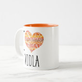 Tasse 2 Couleurs I Love Viola Orange Mandala Heart (Devant gauche)