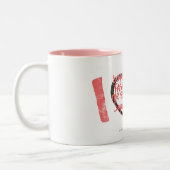 Tasse 2 Couleurs I rose de graffiti de coeur (Gauche)