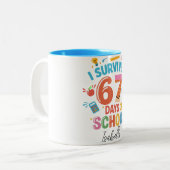 Tasse 2 Couleurs I Survived 67 Days of School - Custom Name Persona (Devant gauche)