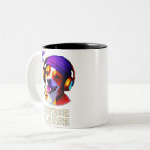 Tasse 2 Couleurs IA Mignonne casque de chiot "Écoutez ! Café S'Il V (Devant gauche)