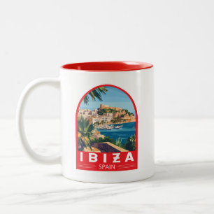 Tasse 2 Couleurs Ibiza Espagne Illustration Voyage Art Vintage