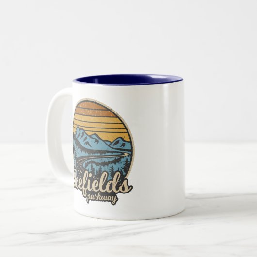 Tasse 2 Couleurs Icefields Parcours Alberta Canada Retro (Devant gauche)