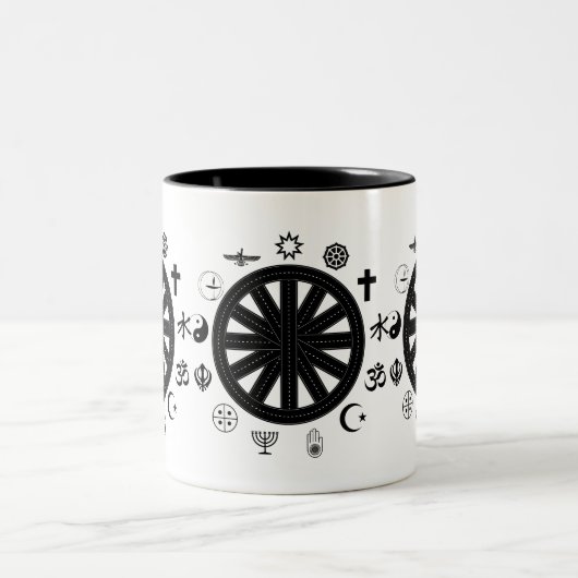 Tasse 2 Couleurs Icône de religion mondiale Symboles Art (Centre)