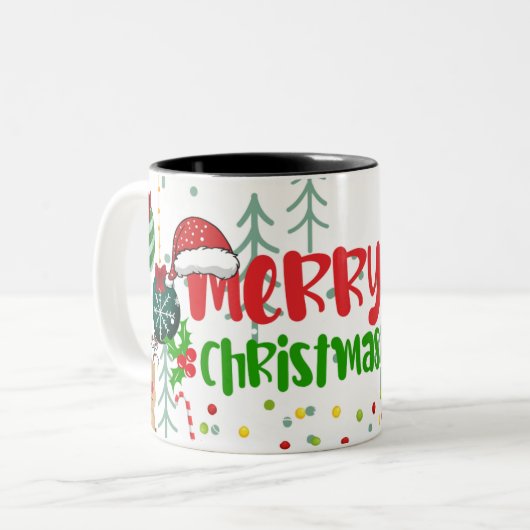 Tasse 2 Couleurs Icônes de Noël classiques (Devant gauche)