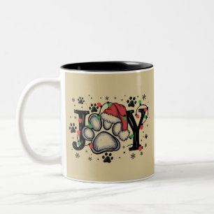 Tasse 2 Couleurs Idées cadeaux de Noël Paw Joy pour maman de chien