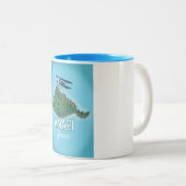 Tasse 2 Couleurs Île d'Anafi Grèce affiche de voyage. (Devant droit)