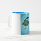 Tasse 2 Couleurs Île d'Anafi Grèce affiche de voyage. (Devant gauche)