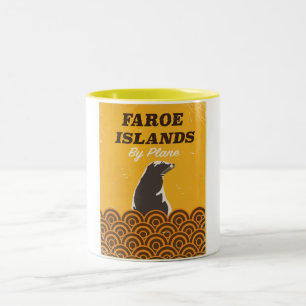 Tasse 2 Couleurs Îles Féroé affiche de voyage vintage