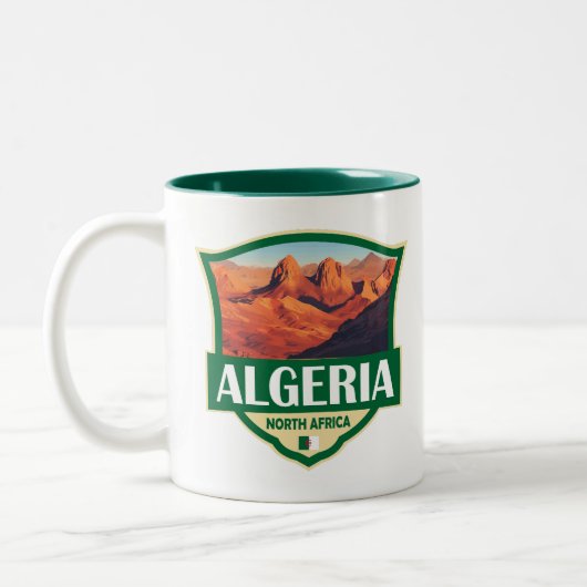 Tasse 2 Couleurs Illustration Algérie Insigne rétro (Gauche)