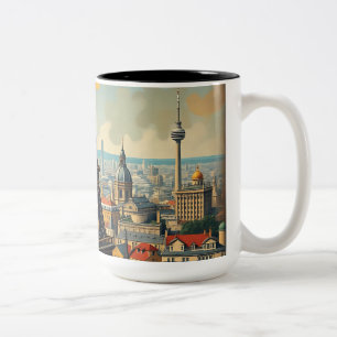 Tasse 2 Couleurs Illustration Art déco colorée de la tour Eiffel