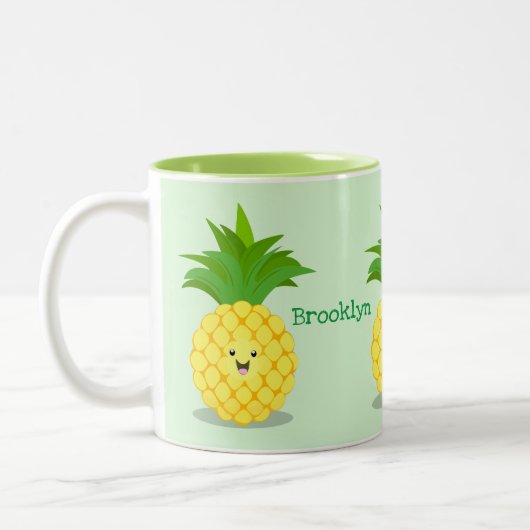 Tasse 2 Couleurs Illustration d'ananas mignon (Gauche)