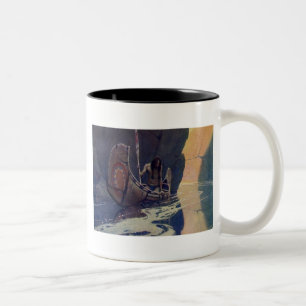 Tasse 2 Couleurs Illustration d'art de N. C. Wyeth de pagaie de can