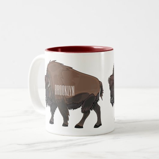 Tasse 2 Couleurs Illustration de bison (Devant gauche)