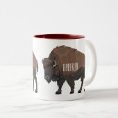 Tasse 2 Couleurs Illustration de bison (Devant droit)