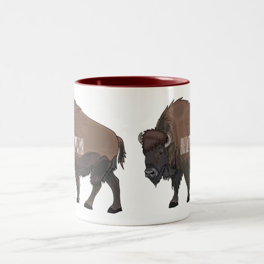 Tasse 2 Couleurs Illustration de bison (Centre)