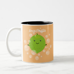 Tasse 2 Couleurs Illustration de bulles de chaux vert mou