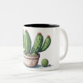 Tasse 2 Couleurs Illustration de cactus dans un style aquarelle de  (Devant droit)