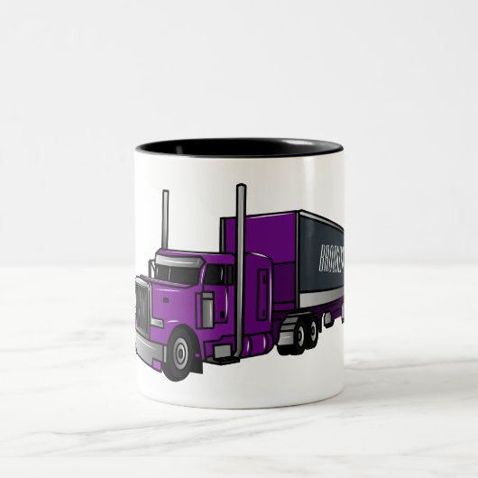 Tasse 2 Couleurs Illustration de camion semi-remorque (Centre)