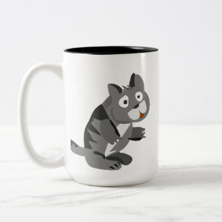 Tasse 2 Couleurs Illustration de chat gris joueur et drôle sur tass