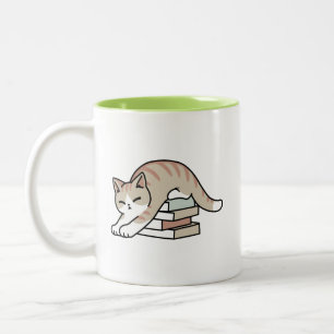 Tasse 2 Couleurs Illustration de chat Lover - Curled Up & Cosy
