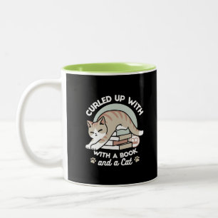 Tasse 2 Couleurs Illustration de chat Lover - Curled Up & Cosy