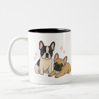 Tasse 2 Couleurs Illustration de chiots Bouledogue Français mignons