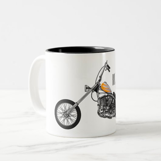Tasse 2 Couleurs Illustration de Chopper Motorcycle 1950 (Devant gauche)