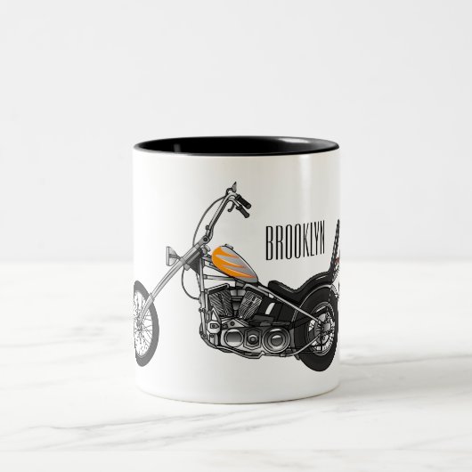 Tasse 2 Couleurs Illustration de Chopper Motorcycle 1950 (Centre)