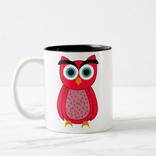 Tasse 2 Couleurs Illustration de chouette rose mignonne