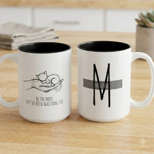 Tasse 2 Couleurs Illustration de citation d'adoption de chat de sau