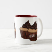 Tasse 2 Couleurs Illustration de Cupcake (Devant droit)