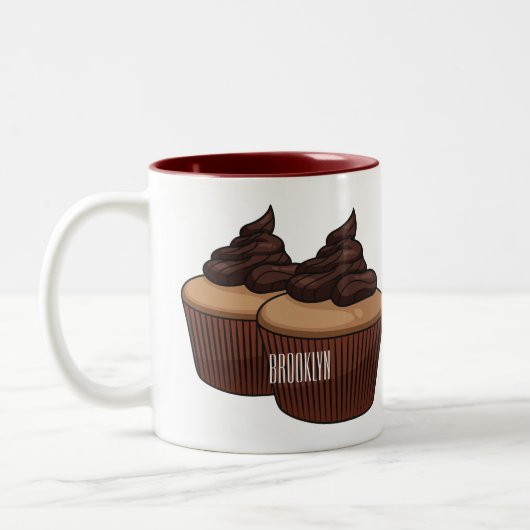 Tasse 2 Couleurs Illustration de Cupcake (Gauche)