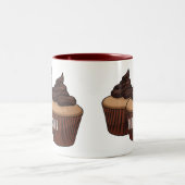 Tasse 2 Couleurs Illustration de Cupcake (Centre)