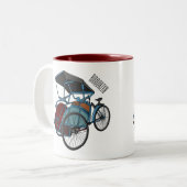 Tasse 2 Couleurs Illustration de cyclo-pousse (Devant gauche)