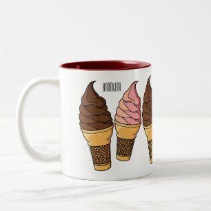 Tasse 2 Couleurs Illustration de dessin animé de cône de glace